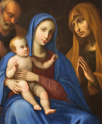 Paintings & Drawings  - Holy Family with Saint Anna - workshop of G.B.Salvi Sassoferrato (1609-1685) 